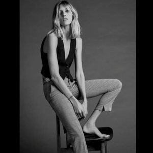 ZARA WOMEN NWT HIGH-WAISTED Houndstooth Check Plaid Cropped Cigarette Pants 4 10